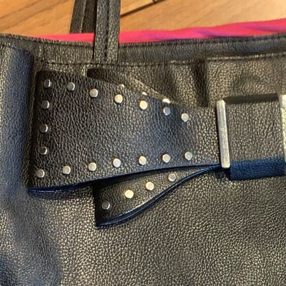 Betsey Johnson Black Tote with Pink Interior - Picture 2 of 14
